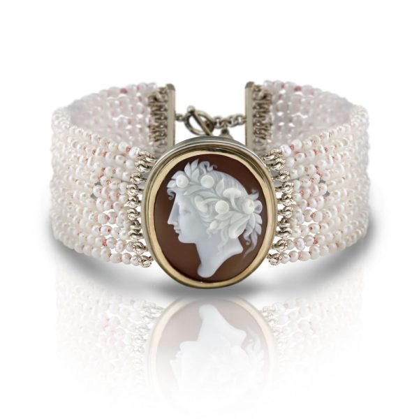 Seed Pearl Cameo Bracelet by Scarab Jewellery Studio