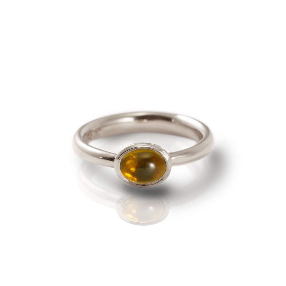 Secret Scarab Oval Citrine Silver Ring by Scarab Jewellery Studio