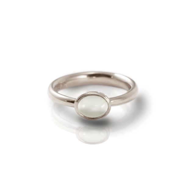 Secret Scarab Oval Moonstone Silver Ring by Scarab Jewellery Studio