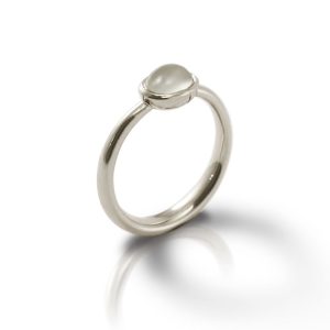 Secret Scarab Oval Moonstone Silver Ring by Scarab Jewellery Studio