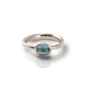 Secret Scarab Oval Blue Topaz Silver Ring by Scarab Jewellery Studio