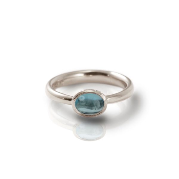 Secret Scarab Oval Blue Topaz Silver Ring by Scarab Jewellery Studio