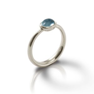 Secret Scarab Oval Blue Topaz Silver Ring by Scarab Jewellery Studio