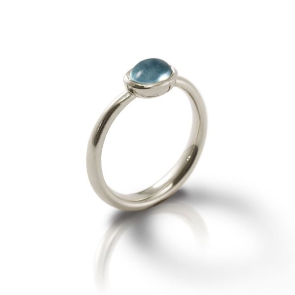 Secret Scarab Oval Blue Topaz Silver Ring by Scarab Jewellery Studio