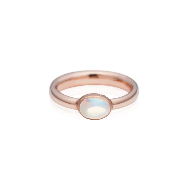 Secret Scarab Oval Moonstone Red Gold Ring by Scarab Jewellery Studio