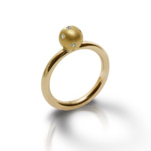 Yellow Gold Gypsy Diamond Ball Ring - gypsy setting