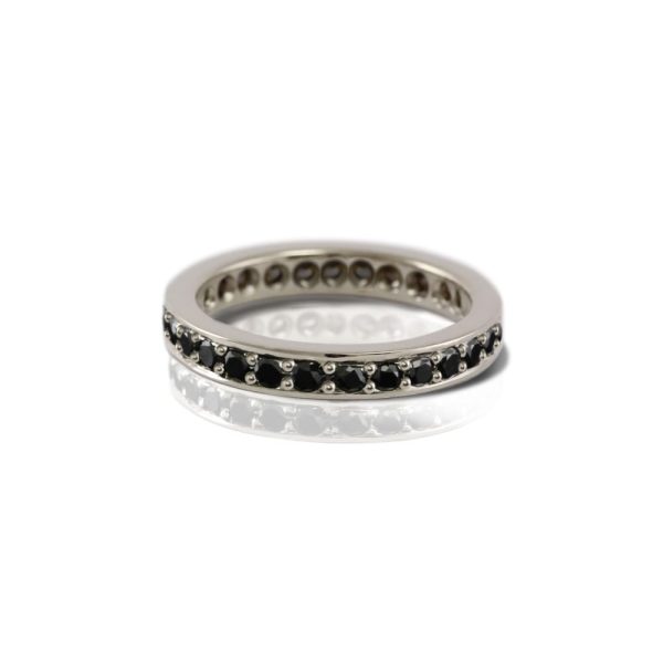 white gold eternity band black diamonds by Scarab Jewellery Studio