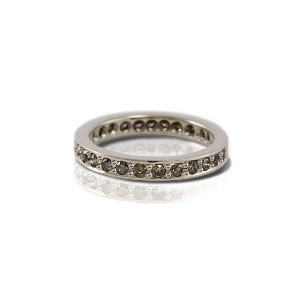 white gold eternity band cognac diamonds by Scarab Jewellery Studio
