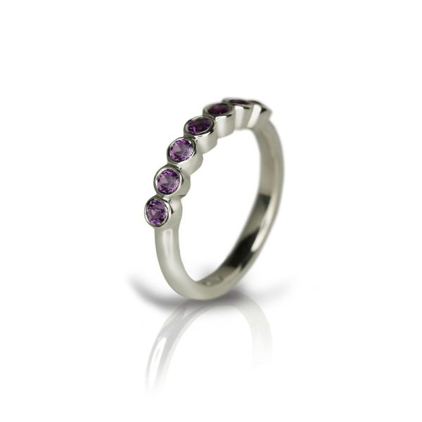 Silver Seven Stone Amethyst Ring by Scarab Jewellery Studio - February Birthstone Jewelry