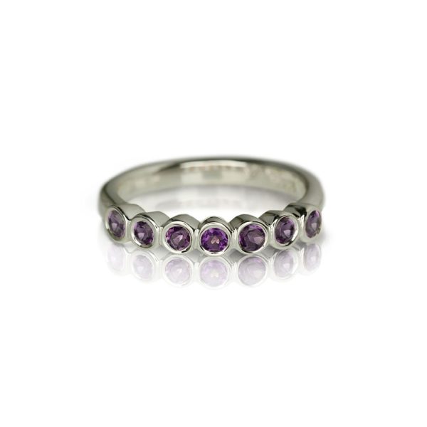 Silver Seven Stone Amethyst Ring by Scarab Jewellery Studio - February Birthstone Jewelry