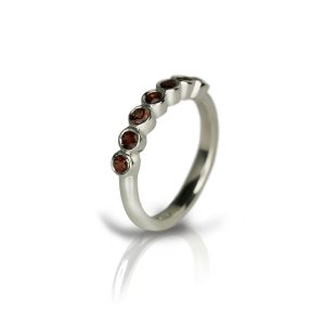 Silver Seven Stone Garnet Ring by Scarab Jewellery Studio
