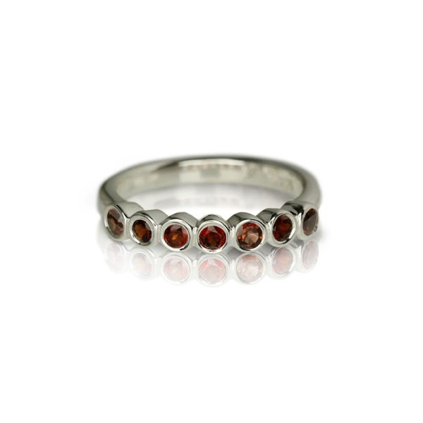 Silver Seven Stone Garnet Ring by Scarab Jewellery Studio