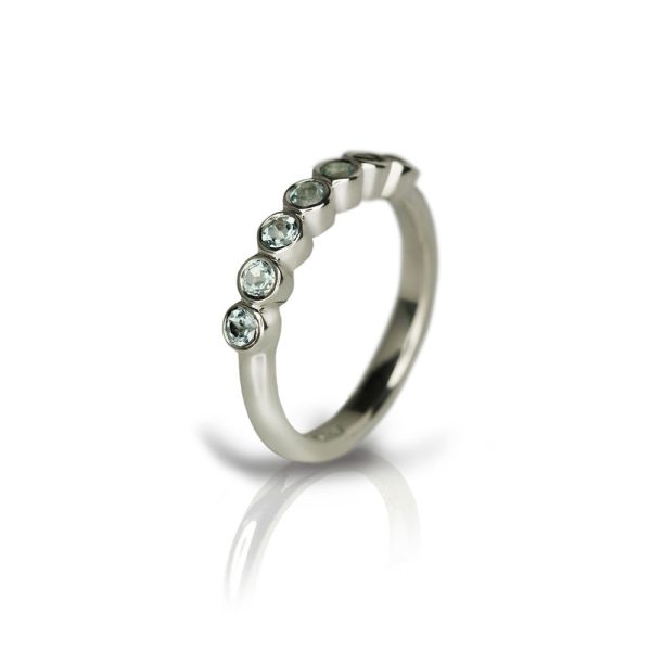 Silver Seven Stone blue topaz Ring by Scarab Jewellery Studio