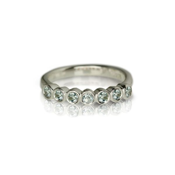 Silver Seven Stone blue topaz Ring by Scarab Jewellery Studio