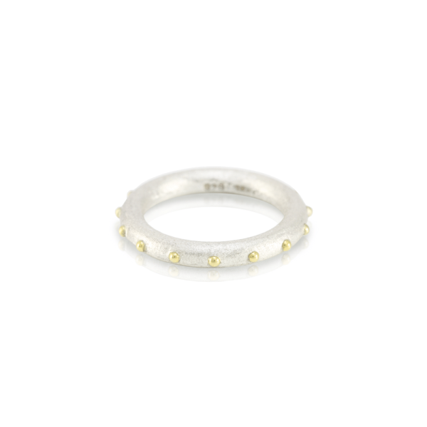 "Ballie" silver and gold ball ring designed by Scarab Jewellery Studio