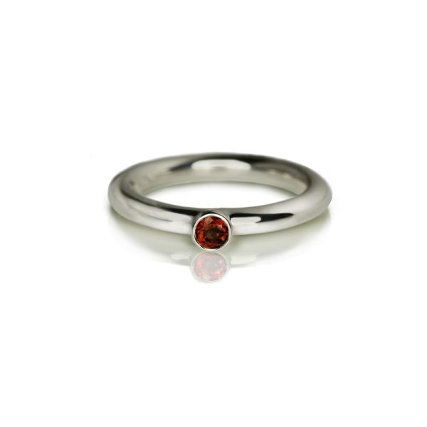 Silver Garnet Flute Ring by Scarab Jewellery Studio