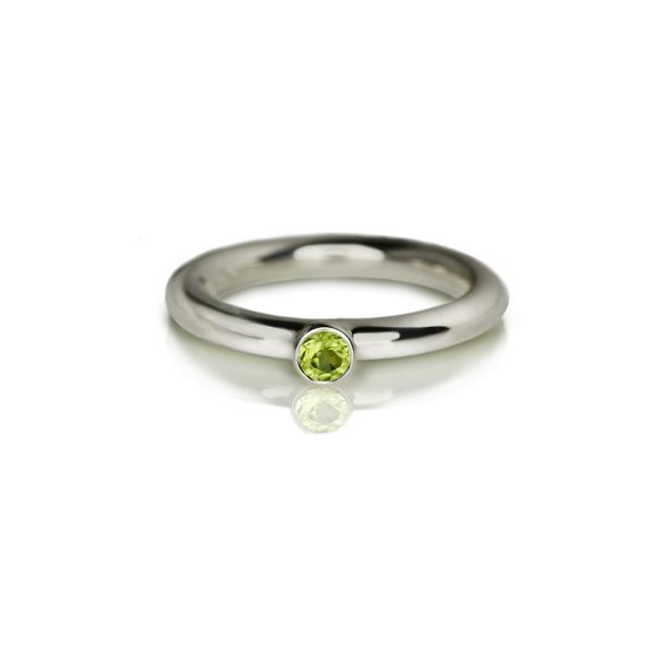 Silver Peridot Flute Ring by Scarab Jewellery Studio