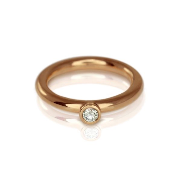 Rose Gold Diamond Flute Ring by Scarab Jewellery Studio