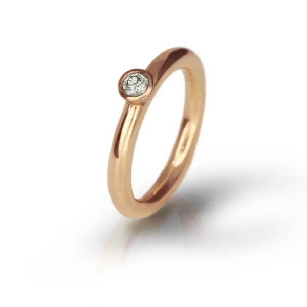 Rose Gold Diamond Flute Ring by Scarab Jewellery Studio