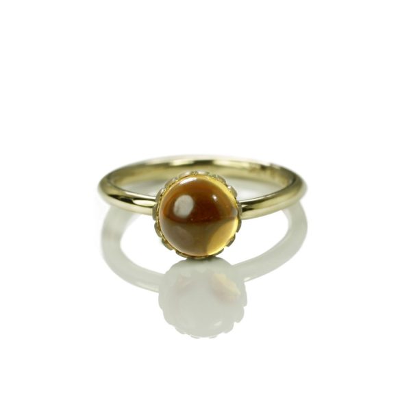 Daisy Citrine Cabochon Gold Ring by Scarab Jewellery Studio