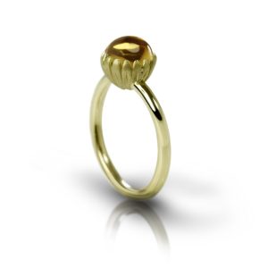 Daisy Citrine Cabochon Gold Ring by Scarab Jewellery Studio