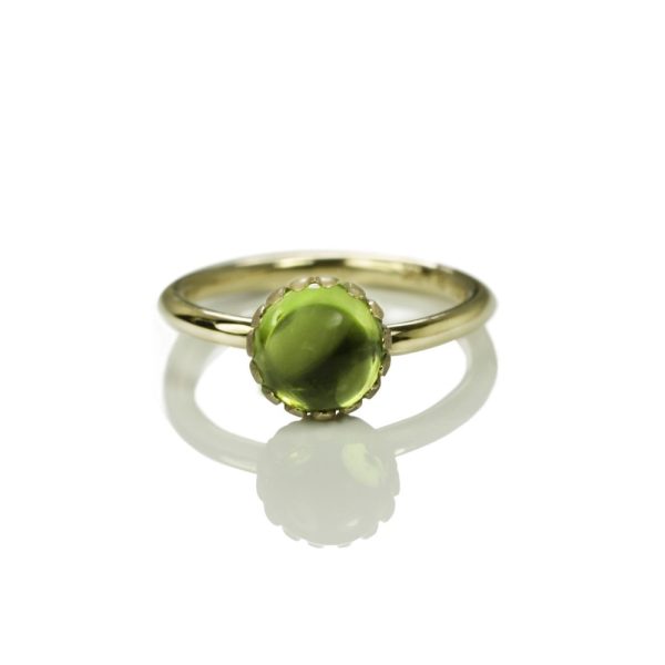 Daisy Peridot Cabochon Gold Ring by Scarab Jewellery Studio