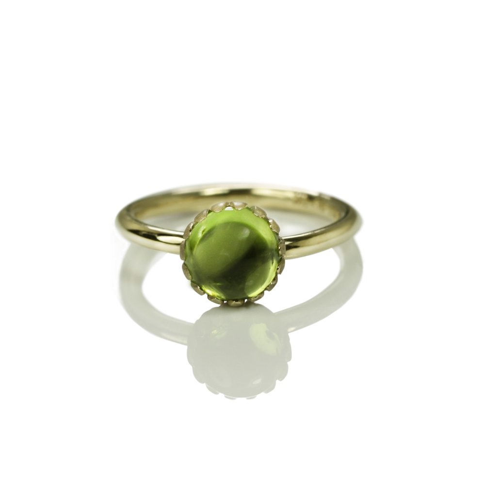 Daisy Peridot Cabochon Gold Ring by Scarab Jewellery Studio