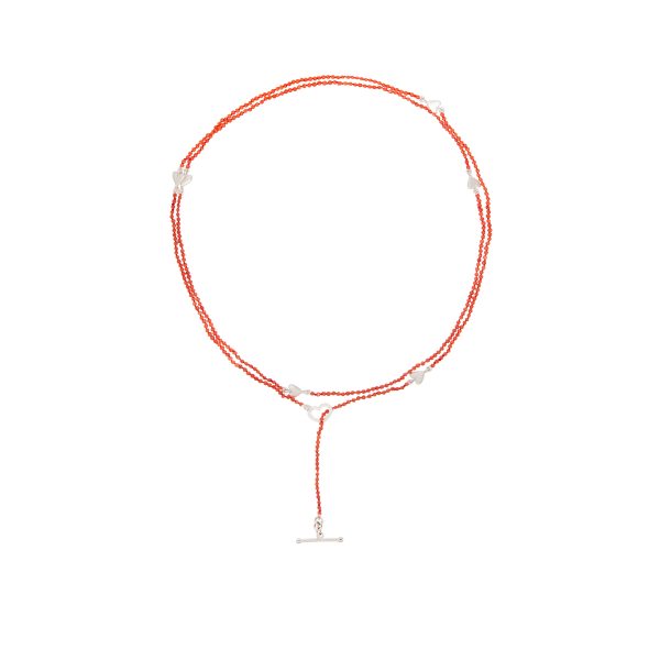Coral Heart Wrap Necklace