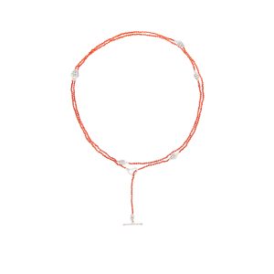 Coral Scarab Wrap Necklace