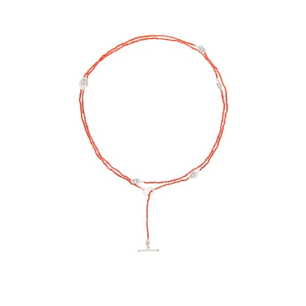 Coral Scarab Wrap Necklace