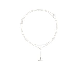Seed pearl wrap necklace with silver Moonstone Scarab trinkets
