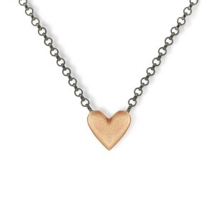 Rose Gold Heart Necklace with integrated blackened silver chain by Scarab Jewellery Studio