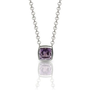 Amethyst Silver Pendant P64 by Scarab Jewellery Studio London - February Birthstone Jewelry