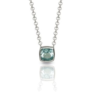Sky Blue Topaz Silver Pendant - P64 "Boxy" by Scarab Jewellery Studio London