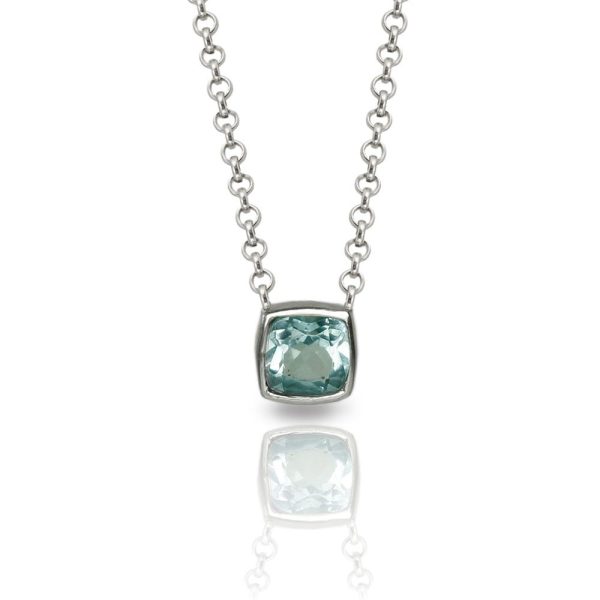 Sky Blue Topaz Silver Pendant - P64 "Boxy" by Scarab Jewellery Studio London