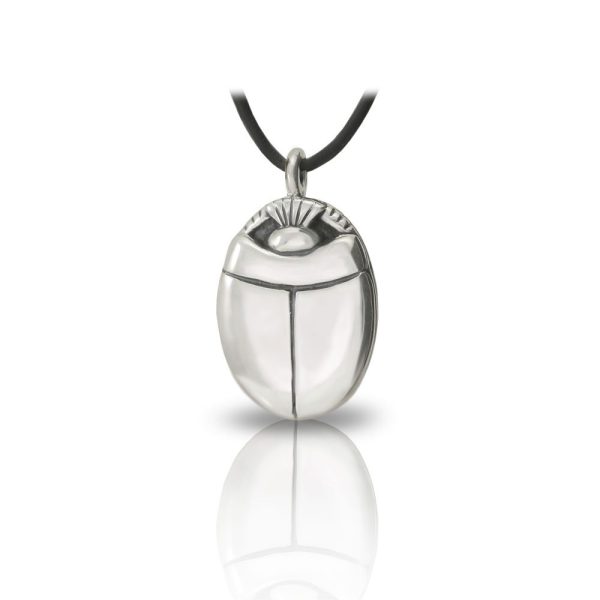 Large silver scarab pendant front by Scarab Jewellery Studio