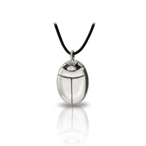 Medium Silver Scarab Pendant Front by Scarab Jewellery Studio