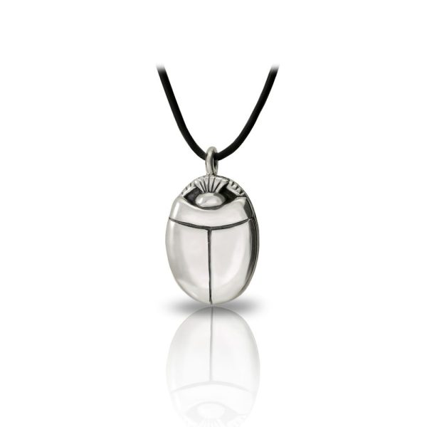 Medium Silver Scarab Pendant Front by Scarab Jewellery Studio