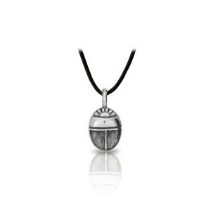 Egyptian Silver Scarab Pendant Front by Scarab Jewellery Studio