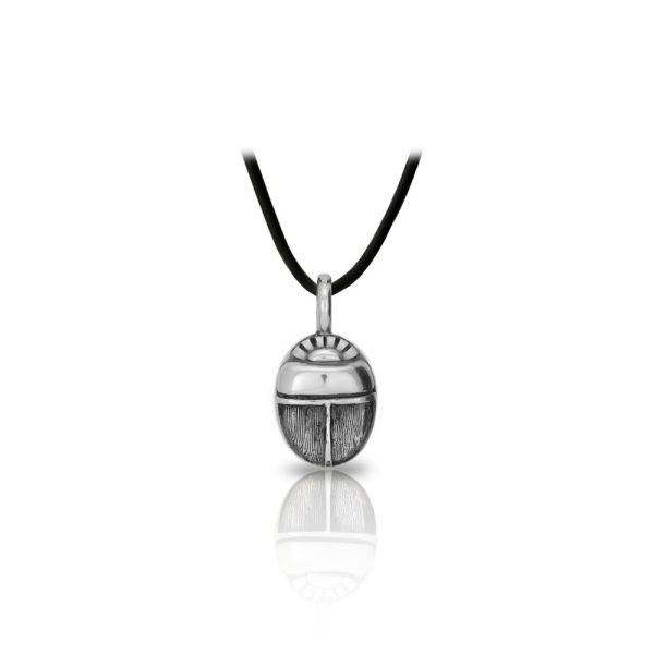 Egyptian Silver Scarab Pendant Front by Scarab Jewellery Studio