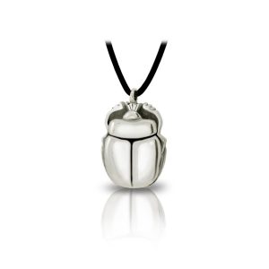 Large Alexandria Egyptian Scarab Silver Pendant front by Scarab Jewellery Studio
