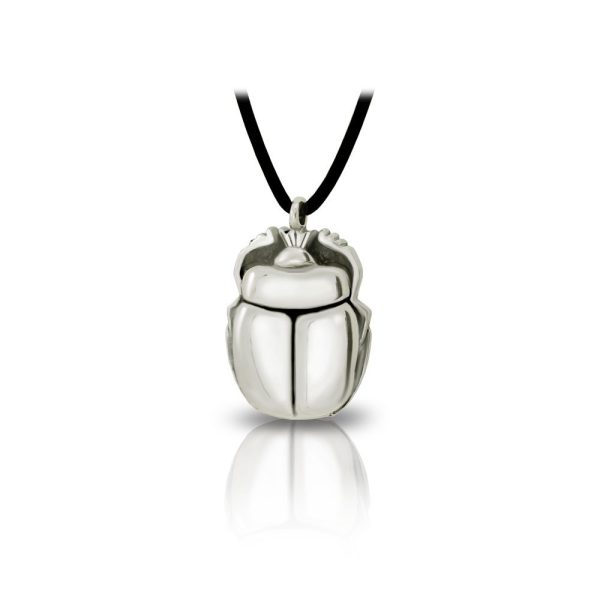 Large Alexandria Egyptian Scarab Silver Pendant front by Scarab Jewellery Studio