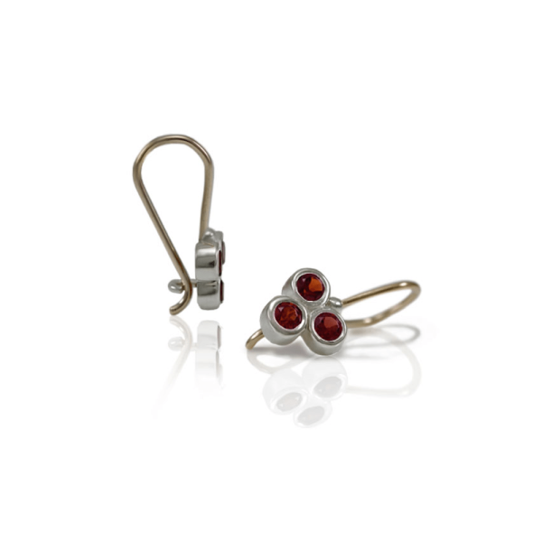 Three Stone Grape Earrings Garnet by Scarab Jewellery Studio