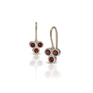 Three Stone Grape Earrings Garnet by Scarab Jewellery Studio