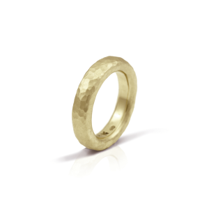 narrow beaten gold band by Scarab Jewellery Studio