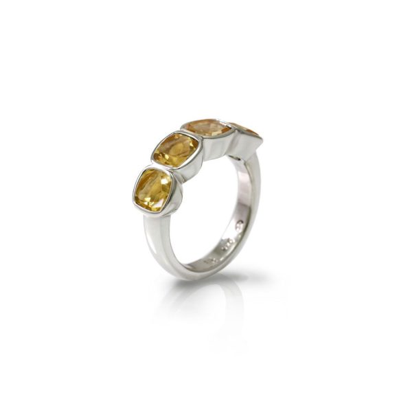 Four Stone Citrine Silver Ring by Scarab Jewellery Studio