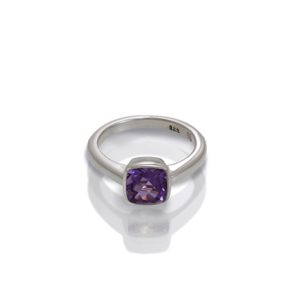 "One" silver ring amethyst by Scarab Jewellery Studio