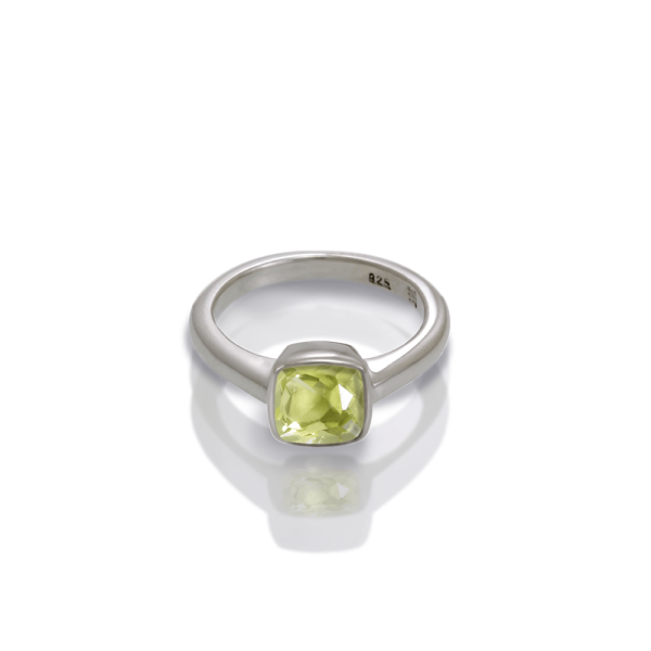 "One" silver ring lemon quartz by Scarab Jewellery Studio