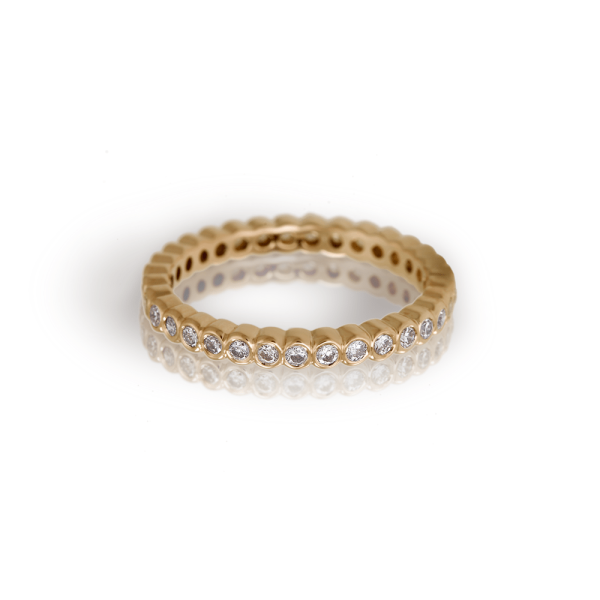 Yellow Gold Diamond Eternity Band by Scarab Jewellery Studio