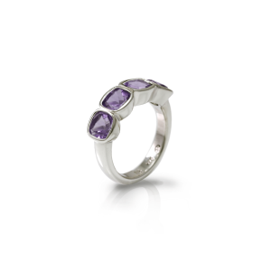 Four Stone Amethyst Silver Ring by Scarab Jewellery Studio - February Birthstone Jewelry